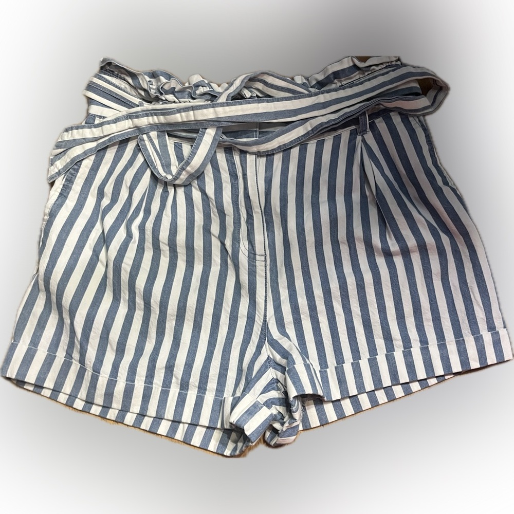 Large Forever 21 stripped high waist shorts ( measurements in description) - Picture 1 of 3